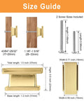 Size guide for Top Shelf 20 Pack Square Cabinet Knobs Brushed Gold, showing dimensions and screw sizes for installation.