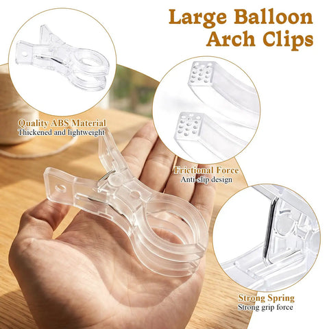 Massive Balloon Arch Kit With 100 Long Skinny Latex Twisting Strips Plus Heavy Duty Plastic Clips For Birthday Weddings And Epic Party Backdrops clear ABS arch clip