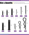 67-Piece Clevis Pin And Cotter Pin Kit With R Pins Hairpins And Split Pins For Automotive Trucks And Lawn Mowers 5 Sizes Includes Single Hole Flat Head Clevis Pins Fittings And Fasteners A Universal Fit For Any Quick Fix with size chart