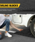 Park Your Trailer Crisp And Level Without The Hassle Using These Heavy Duty Stackable RV Leveling Blocks And Jack Support Pads That Snap Together For Campground Peace Of Mind And Come With A Quick Grab Bag, interlocking design.