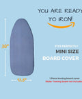 Smart Tabletop Ironing Board Cover And Pad For Small Mini Boards 12.5 By 30 Inch Fits Standard Small Board, blue cover with measurements