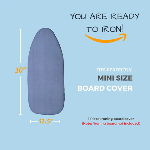 Smart Tabletop Ironing Board Cover And Pad For Small Mini Boards 12.5 By 30 Inch Fits Standard Small Board, blue cover with measurements