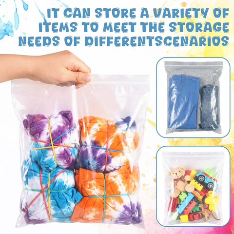 Sealed bag with tie-dye clothes from 2000 Piece Tie Dye Rubber Band Kit With 200 Pairs Gloves And 200 Sealed Bags
