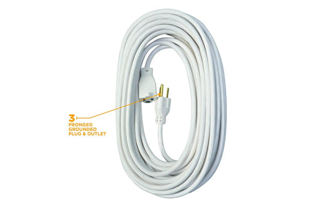 Outdoor Extension Cord 40 Foot 16 Gauge SJTW Three Conductor Weather Resistant White Ideal For Patio Landscape And Deck Lighting