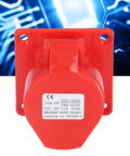 Heavy Duty Industrial Concealed Power Outlet IP44 Wall Socket PC Brass Red Commercial Grade Electrical Jack with label.