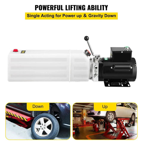 6L Hydraulic Power Unit Pack 220V Single Phase 2750 PSI Auto Lifting Pump with oil reservoir for powerful lifting.