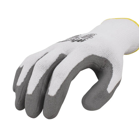 Ghost Series Cut Protection Level 2 Work Gloves For Industrial Use, Large, Multi Color, palm view, gray and white fabric, heavy duty
