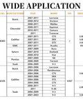Camshaft Retaining And Alignment Timing Tool Kit For General Motors Vehicles application chart, showing compatible models and engines
