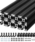 8 Pack 2020 Aluminum Extrusion T Slot 300mm Black 20x20 Framing Kit With Corner Brackets For European Standard Anodized Linear Rail And 3D Printer Accessories