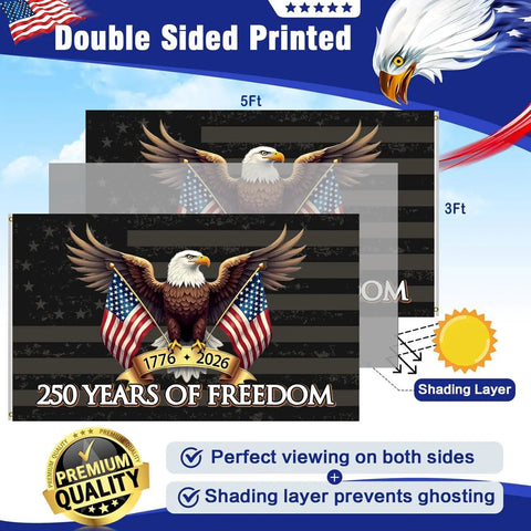 Double Sided 3x5 Betsy Ross Flag with eagle and two flags, built tough 3 ply outdoor US flag with UV protection and brass grommets.