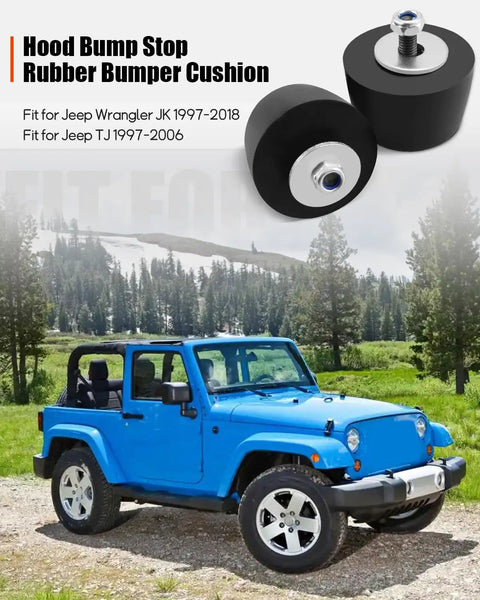 Two Pack Black Rubber Hood Bump Stops For Jeep Wrangler Fits 1987 1995 1997 2017 JK 2018 Replacement KJ71051BK