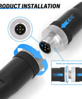 IP67 Waterproof M12 5 Pin Male Connector Field Wireable Straight Adapter For Electric Bicycle Sensors showing installation process