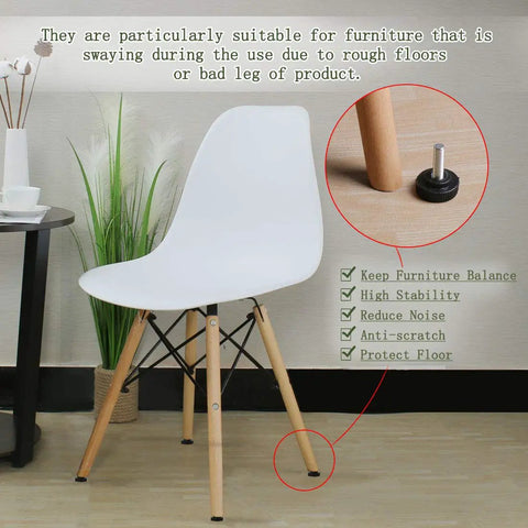 Keep Those Tables Rock Solid M8 X 25 Thread Adjustable Leveling Feet Heavy Duty Swivel Glides For Wobbly Chairs Desks Industrial Machines Two Pack Black Silver Tone on a chair leg.
