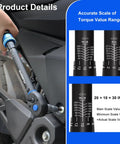 Garage-Ready Pro Grade Three-Eighths-Inch Drive Torque Wrench Kit With 20-240 In-Lb Range used on motorcycle showing torque scale.