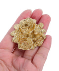 Brass Peony Flower Drawer Pulls Set Gold Tone Cabinet Knobs For Kitchen Bathroom Dresser Furniture Vintage Style Decorative Hardware