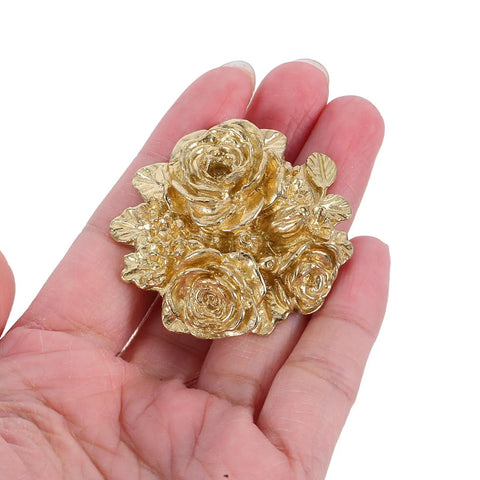 Brass Peony Flower Drawer Pulls Set Gold Tone Cabinet Knobs For Kitchen Bathroom Dresser Furniture Vintage Style Decorative Hardware