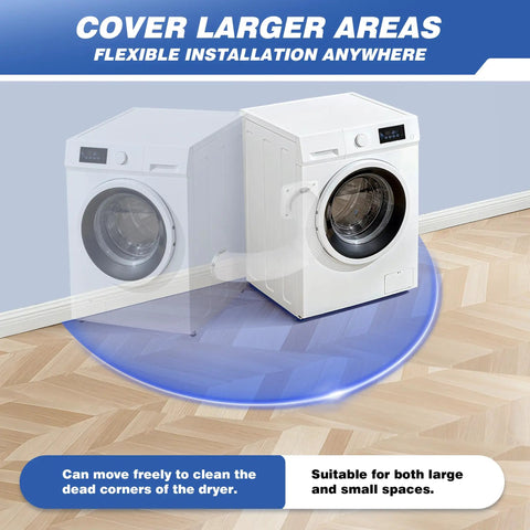 Diagram showing Magnetic Dryer Vent Connector With Airtight Seal For Tight Spaces DV180 4-Inch Duct Kit with flexible installation.