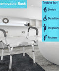 Heavy Duty Shower Chair With Back And Arms 300 Lb Capacity Padded Bath Seat With Handles And Cutout For Seniors Disabled Handicap