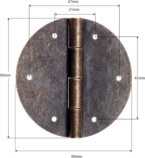 2 Pack 60mm Antique Bronze Round Door Butt Hinges For Wood Boxes And Cabinets Vintage Jewelry Chest Suitcase And Furniture Fittings
