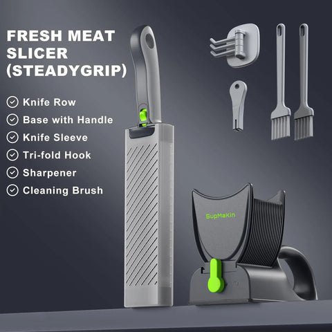 Home Chef Popular Pro Meat Slicer With Adjustable Blade Thickness And Steady Grip Handle For Quick Pork Beef Chicken Slicing Zero Hassle Cleaning Kitchen Staple