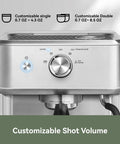 EzBru 1000 58mm Commercial Espresso Machine With Dual PID And NTC Temperature Control front view showing customizable shot settings.