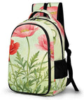 Red Pink Poppy Watercolor Printed Backpack For Unisex Everyday Carry Ready Large Capacity Carryall Bag Durable Polyester Breathable Comfort