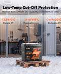 Ultra Compact 12V 100Ah LiFePO4 Battery With Bluetooth, 100A BMS And Low Temp Protection in snowy outdoor setting