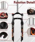 Fat Tire MTB Front Suspension Fork 26 Inch, 100mm Travel, 135mm Spacing, 9mm QR, detailed components view