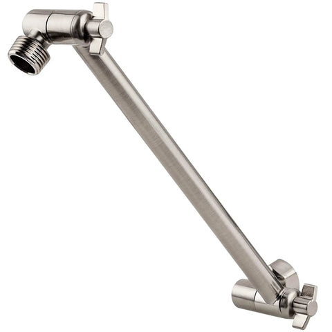 Solid Brass Adjustable Shower Arm With Lock Joint Chrome Finish No Fuss 2-Foot Extension Fits Any Shower Head Or Hand Shower Height And Angle Adjustable Universal Connection Tool-Free Installation