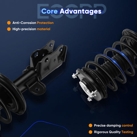 Anti-corrosion and precise damping features of Complete Front Strut Assembly Set Of 2 For Toyota Prius 2010-2015 with SAE springs