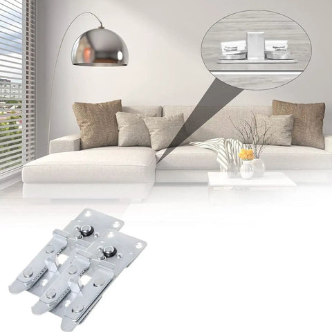Lock It Down Heavy Duty Sofa Connectors For Sectional Couches With Adjustable Interlocking Brackets and Stainless Steel Screws shown in modern living room.