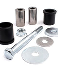 Pro Grade Front Axle Caster Pivot Rebuild Kit For Ariens Gravely Mowers With Flange Bushings, Heavy Duty Spacers, Thrust Washers, Washers, Lock Nut And Bolt Hardware Included. silver mower pivot kit with bushings, spacers, washers, bolt and nut