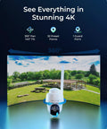 4K LTE Cellular Security Camera For Outdoor Use No WiFi Solar Powered 3G 4G Connectivity 360 Auto Tracking AI Detection