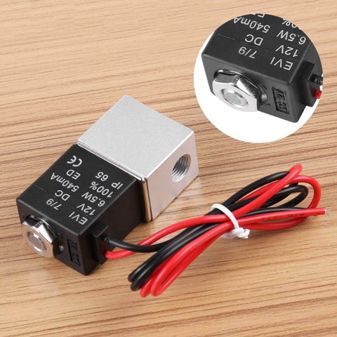 2 Way Normally Closed DC 12V Solenoid Valve for Air Gas Water and Liquid, 1/4 In NPT, Aluminum Anodized Body, with wiring