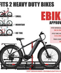 Beefy 2 Bike Hitch Rack And Foldable Cargo Carrier For E Bikes, Heavy Duty Fits Two Fat Tire Mountain Bikes, 2 Inch Receiver, 2 In 1.