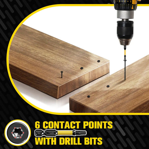 Size 10 By 4 Inch Black Knurled Wood Deck Screws Self Tapping with Torx T25 Drive 70 Pieces Set drill in wood plank