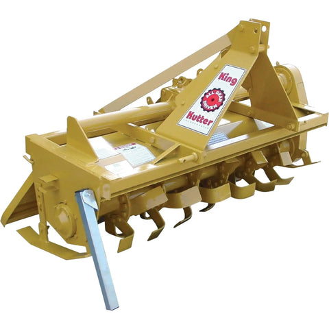 Gear-Driven Rotary Tiller With 5-Ft Width, Heavy-Duty Cast Iron Gearbox, Oil Bath Side Gear Box, Adjustable Skids For Precise Depth Control, Rear Shield For Soil Mix, TG-60-Y in golden finish.