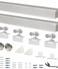 96 Inch Ceiling Mount Bypass Pocket Sliding Hardware Kit For Wardrobe Closet Aluminum Alloy Black Finish Box Rail Raw Material