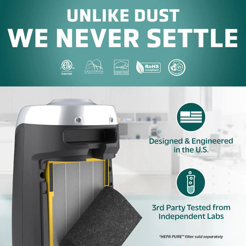 Close-up of Premium Carbon Air Purifier Replacement Filters 4 Pack Fits AC4825 AC4900 AC4300 models installed in air purifier.
