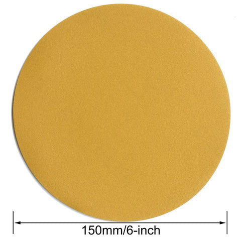 6-inch yellow no-hole hook-and-loop sanding disc, 320-grit