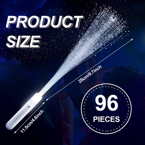 96 Count Fiber Optic Wands LED White Glow Sticks For Bulk Parties Weddings And Events With 3 Light Modes Flashing Sticks To Create A Lit Party And Concert Atmosphere