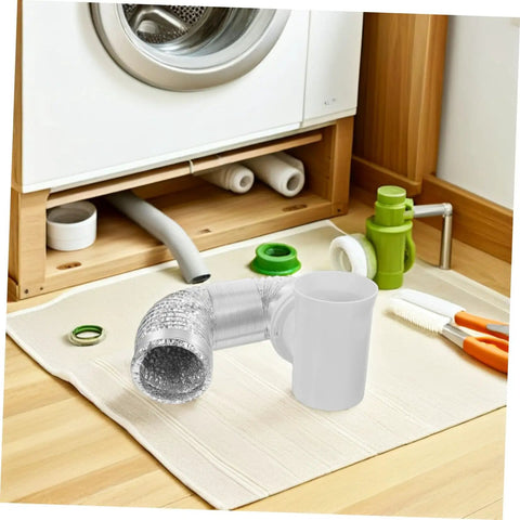 Zerodeko 4 Pc Dryer Vent Hose Connector Kit W/ 16 Ft Flexible Aluminum Film Hose And Abs Coupling For Laundry Install To Stop Leaks Keep Air Flow Smooth And Super Secure. Dryer vent hose kit with aluminum duct, ABS coupling, laundry setup