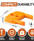 Cordless Tool Organizer Mounts Pack Of 3 For 18V To 20V RIDGID Tools, showing orange ABS mount dimensions and features.