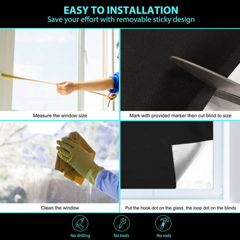 Installation steps for Portable 100 Percent Blackout Window Curtain Shade For Bedroom And Living Room Light Blocking Drapes