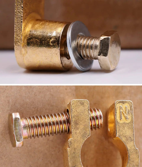Close-up of brass construction on Beefy Top Post Battery Disconnect Switch 12V 125A Quick Disconnect For Cars Trucks Marine RV