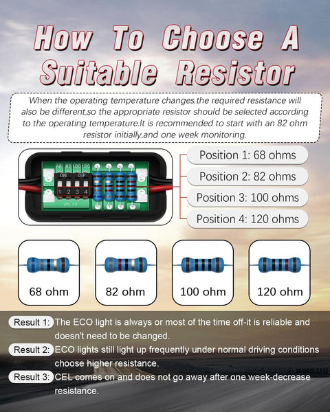 Instruction guide for choosing resistors in VCM Muzzler Tuner 2 Upgrade Harness Disable Kit for Honda and Acura 3.5L V6 Engines