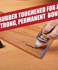 Heavy-Duty Bullet-Proof CA Super Glue For Woodworking And Repairs - Jet Black Rubber Toughened Gap Filling Ethyl Cyanoacrylate Adhesive - 2 Oz - Applying glue to wood with a hand.