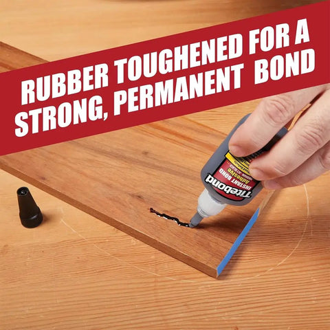 Heavy-Duty Bullet-Proof CA Super Glue For Woodworking And Repairs - Jet Black Rubber Toughened Gap Filling Ethyl Cyanoacrylate Adhesive - 2 Oz - Applying glue to wood with a hand.