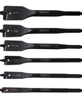 Heavy Duty Spade Drill Bit Set Six Ball Groove Shanks for Quick Bit Changes Heat Treated Shanks for Bend and Break Resistance