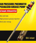 High pressure pneumatic grease pump rod 940mm with oil inlet, 50 To 1 Air Powered Grease Pump For 20 To 55 Gallon Drums Delivers 0.85 L Per Minute